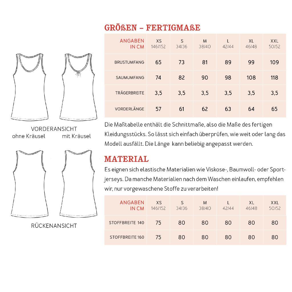 Papierschnittmuster Top Frau Juno XS-XXL